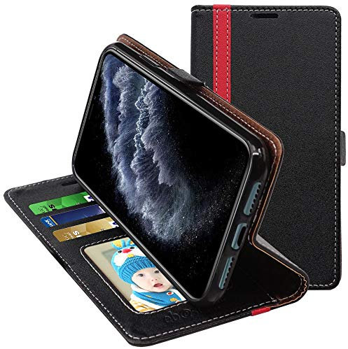 ebestStar - Cover per iPhone 11 Pro Apple, Custodia Libro Protezione Portafoglio, Pelle PU Porta Carte, Nero/Rosso