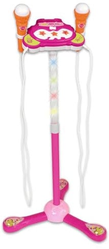 Bontempi | TwinStage Mic - Doppio Microfono da Palcoscenico con Connessione MP3 per Performance Strabilianti, Rosa, 360x360x890 mm