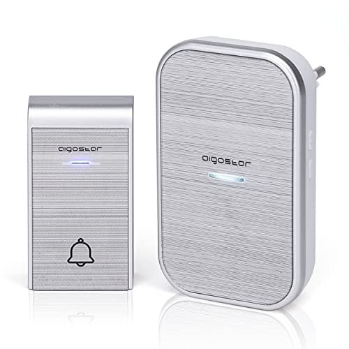 Aigostar-Türklingel Wasserdicht Tragbares Funkklingel Set, Funk Türklingel Kit, Kabellose Türglocke, LED Blinken, 36 Melodien, 150m Reichweite, Plug In für die Steckdose, 1 Klingeltaster & 1 Empfänger