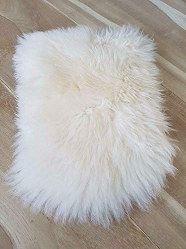 NA Haustierbett-Matte, 100 % Schaffell Schafe, Deluxe-Hundebox-Pad, ultraweich, langlebig, selbstwärmend, für Hunde und Katzen, Elfenbeinfarben (weiß)