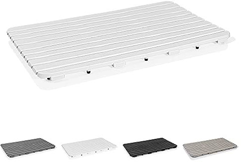 Pedana Doccia Antiscivolo Rettangolare, 80x50x2.5 cm, PP Alta Resistenza Ideale per Interno Esterno (Bianco)