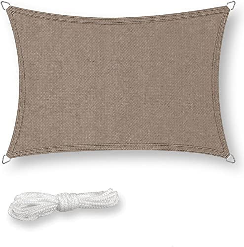 Sonnensegel rechteckig 2x4m inkl. Befestigungsseile - Sonnenschutz atmungsaktiv mit Edelstahl Ösen für Garten, Terrasse, Balkon, Taupe