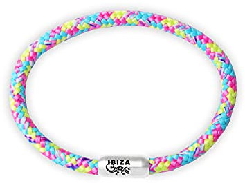 Generisch Paris Montana Das Original Ibiza Gecko Segeltau Armband Geflochten Mit Gekko Gravur Handmade Hochwertiger Magnetverschluss 6mm Durchmesser (Ibiza - Rainbow, 19)