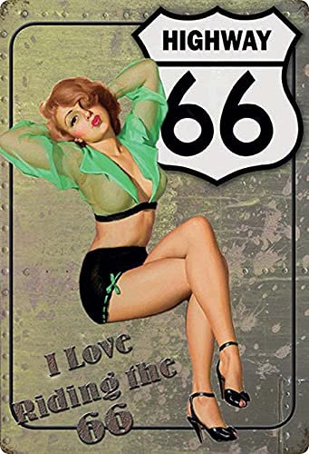 Metall Schild 20x30cm Highway Route 66 sexy pin up Blechschild