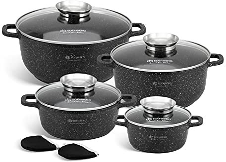 Edenberg Marmor-Keramik-Töpfen - Ideal für Gas-, Elektro-, Halogen-, Keramik- und Induktionsherde (EB-8142)