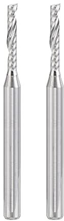sourcing map CNC Espiral Enrutador taladros 1/8 3.175mm Mango, 2mm x 17mm Corte Ascendente Sólido Carburo Extremo Molino Individual Flauta Fresado Cortador, para PVC MDF Dura Madera 2uds