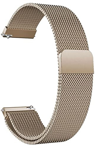 LYYLTX Edelstahl Mesh Uhrenarmband Metall Ersatz Armband Magnetverschluss Smartwatch Schnellverschluss Watch Uhren Ersatzband Für Damen Herren 14mm 16mm18mm 20mm 22mm 24mm (14mm,VintageGold)