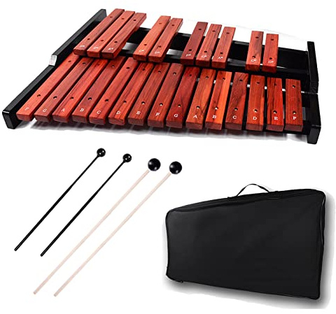 TNZMART 25 Note Xylophone Wooden Glockenspiel Xylophones with Mallet Professional Percussion Instrument (Xylophone)