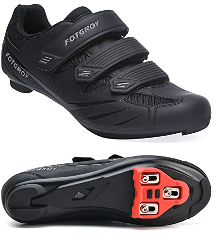 FOTGOAT Herren Fahrradschuhe für Damen, Rennradschuhe mit Stollen Kompatibel mit Peloton SPD ARC Look Delta Cleats, Unisex Fahrrad REIT Spin Schuhe Drinnen, Rennrad Schuhe Draussen Black EU 40
