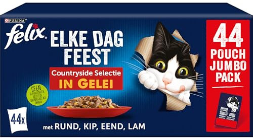 Felix Jeden Tag Party Countryside 44x85g - Katzenfutter in Tüte, 3.74 kg, Rind, Huhn, Ente, Lamm