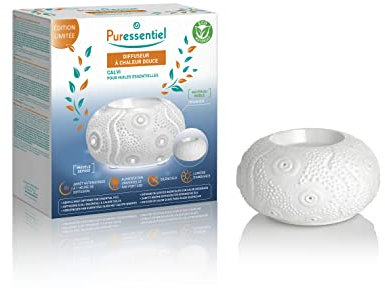 Puressentiel - Nouveau Diffuseur huiles essentielles Chaleur Douce Calvi - Régulation Thermique - Diffuseur Céramique - Lumière d'ambiance - Silencieux - Arrêt Automatique