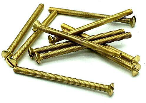 10 x Extra long brass plated wall plate screws electrical M3.5 x 50mm socket bolts