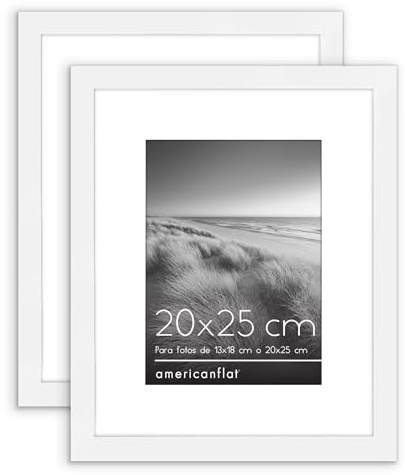 Americanflat 10x8 Photo Frames in White - Set of 2 - Use as 7x5 Photo Frames with Mount or 10x8 Picture Frames without Mount - Horizontal and Vertical Formats for Wall and Tabletop