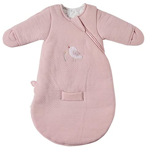 Nattou Babyschlafsack für Herbst und Winter aus Baumwolle, Mit Fäustlingen, TOG 2.5, Ca. 60 cm, 0 - 3 Monate, Alice und Pomme, Rosa