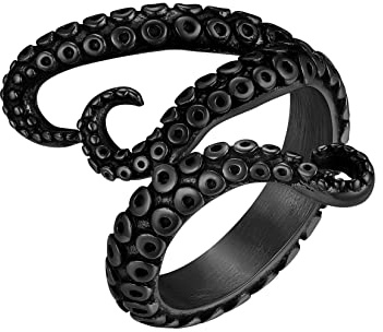 U7 Herren Oktopus-Ring Oktopus Tentakel Kraken Ring Edelstahl Oktopus Meerestier Fingerring Hip Hop Punk Modeschmuck für Männer Jungen
