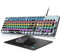Typewriter Style Mechanical Gaming Keyboard Blue Switch, Rainbow LED Backlit Wired Computer Keyboards Mouse and Pad Combo, Metal Panel Retro Punk Round Keycaps, 104 Keys Anti-Ghost for PC Laptop Gamer