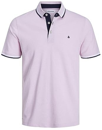 JACK & JONES Polo Slim fit Homme JJEPAULOS uni Chemise été col Polo Manche Courte Coton piqué Basique, Couleurs:Rose-Vif, Size:XXL