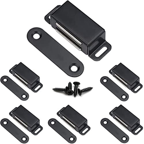 Chiavistello per ante di armadietti con forte magnete, spessore 1,2 mm, colore nero (confezione da 6)