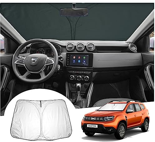 GAFAT Dacia Duster 2 2018-2023 2024 Parasol para Parabrisas Interior, Duster 2023 Parasol Lunas Delanteras, Protección UV, Refrigeración, Protección Interior, Dacia Duster Accesorios