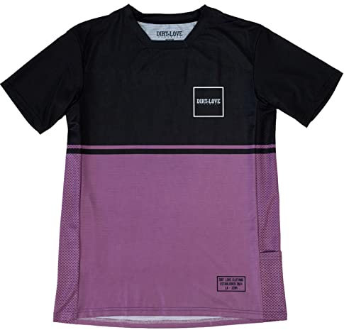 Dirt Love Clothing Unisex Jersey Recyceld Polyester MTB Shirt Split, Lilac - Lila Schwarz, L, DL100-03