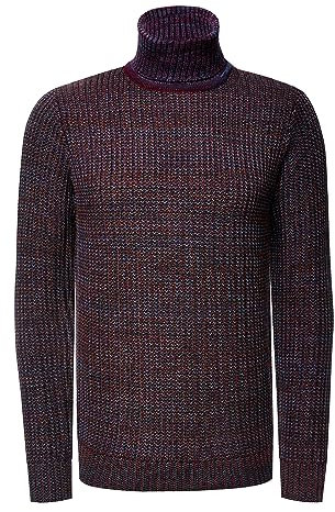 Rusty Neal Herren Pullover Rollkragen Grob-Strick Pulli Regular Fit Knitwear' Langarmpullover 435, Farbe:Weinrot, Größe S-3XL:S