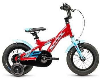 S'COOL XXlite 12 Zoll Kinderfahrrad für Jungen & Mädchen – sicheres Kinder Bike mit Stützrädern, Rücktrittbremse & Kettenschutz – ab 3 Jahren, leicht & kindgerecht, vormontiert