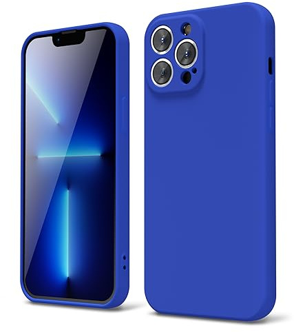 oakxco Coque Silicone pour iPhone 13 Pro Max, Étui Ultra Fine Souple Gel Caoutchouc Anti-Chocs Housse Toucher Soyeux, Slim Esthétique Protection Cover, Blu Klein