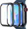 UniqueMe Pellicola Protettiva per Apple Watch 41 mm Series 9/8/7, 2 Pezzi Vetro Pellicola in Alluminio, 9H Durezza Antigraffio HD Trasparente Protezione Schermo per iWatch 41 mm-Nero