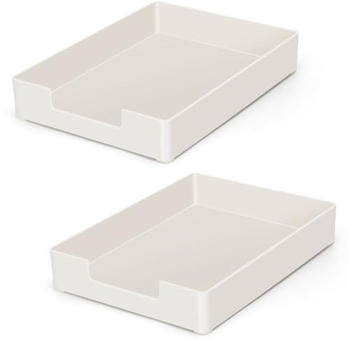 Briefablage, Papierablage, Organizer für Schreibtisch, stapelbar, Briefablage, Papierhalter, Akten-Organizer für Bürobedarf, Schule, Zuhause, Schreibtischzubehör (weiß), 2 Stück