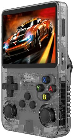 DFZHiuat R36S Retro Video Handheld Game Console Linux System, 64GB TF Card, 1500+ Games, 3.5 IPS Screen, Built-in 2500mAh Battery, Portable Retro Games Console, Grey