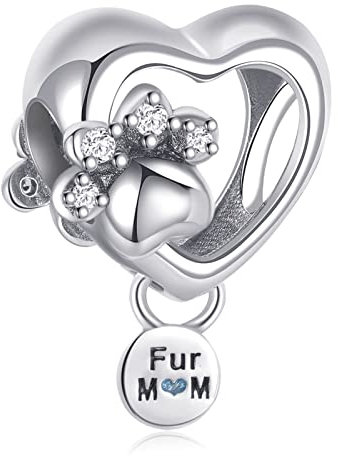 Rimgoris Argento 925 Charm per donna Bracciali Collana Festa della mamma Cuore d'orso a forma di artiglio regalo con charm penzolante