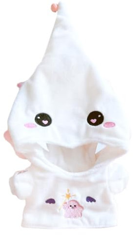 niannyyhouse 20 cm Plüschpuppe Kleidung Jacke Hoodie Schwarz und Weiß Teufel Outfit Puppen Dress Up (Weiß)