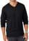 Runcati Herren Langarm-T-Shirt V-Ausschnitt Oberteil mit Tasche Einfach Komfort Herren-Langarmshirt Unterhemdt Schwarz, L