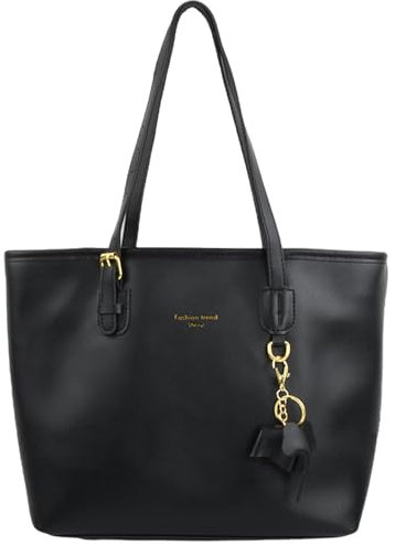 Shengxi Handtasche Damen, Elegant Leder handtasche damen groß, schwarz shopper tasche damen mit Reißverschluss für Einkäufe und Zusammenkünfte, Mode und Freizeit, 35 x 24 x 10cm, Schwarz