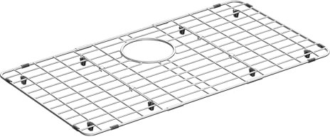 Metal Sink Grate Protector for Kitchen, Stainless Steel Sink Bottom Grid 27-9/16 X 14-9/16,Large Kitchen Sink Protector with Rear Drain Hole, Kitchen Sink Rack with Strainer for Single Bowl