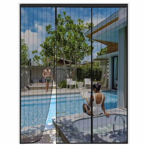 Sichtschutz Fliegengitter Tür Magnet Insektenschutz Magnetvorhang für Holz, Eisen, Aluminium Türen Fliegengitter Balkontür ohne Bohren 210x235cm, Schwarz