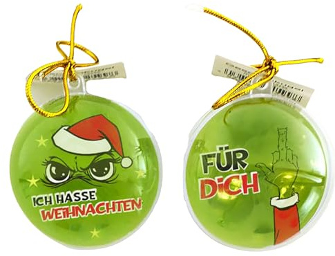 6 x Anti-Weihnacht Christbaumkugeln Festtags-Muffel zum Aufklappen für Geldgeschenke oder Gutscheine Ø 6 cm - Geldgeschenke Anti-Weihnachten - Geldgeschenkverpackung für Weihnachtshasser
