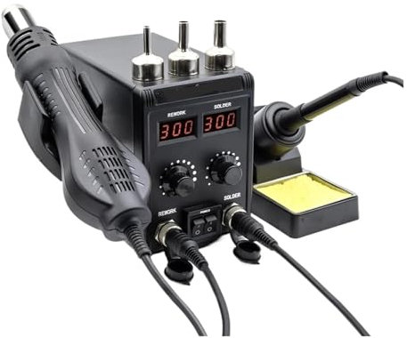 WESLNN Soldering Station 2 IN 1 750W Hot Air Gun LCD Dual Digital Display Electric Soldering Iron SMD Welding Rework Station(KIT1)