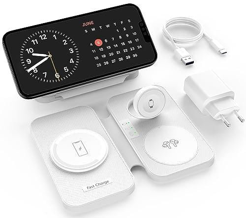 cargador inalámbrico 2 en 1, estación de carga magnética para smartphones, smartwatches y auriculares; ideal para carga rápida y conveniente.