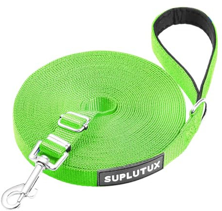Schleppleine für Hunde, Laufleine für Hunde – Verstellbare Hundeleine mit Gepolstertem Griff inkl. Aufbewahrungstasche, Ideal für Training, Spaziergänge und Outdoor (Grün, 30m/98ft)