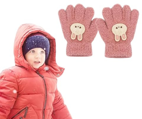 dinghaole 1 Paar Kinder Winter Handschuhe, Süße Fäustlinge Baby Kleinkind Süße Handschuhe Kinder, Kinder Cartoon Fausthandschuhe Warme Strickhandschuhe für Mädchen im Alter von 1-3 Jahren