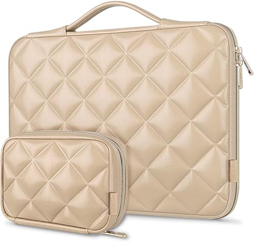 ROEPHY 14 Laptop Sleeve with Accessories Pouch Waterproof Tablet Case PC Bag Suitable for 14 Inch Laptops/Chromebook 14 / Lenovo IdeaPad ThinkPad/HP Pavilion 14 Stream 14 / Dell/MSI, Beige