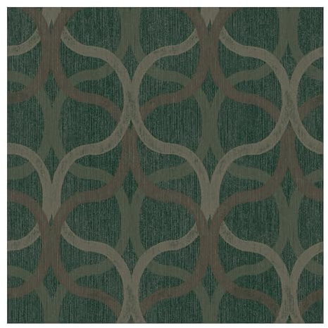 Boutique Refine Geo Green & Gold Wallpaper | Paste The Wall Application | Suitable for Any Room | Geometric Wallpaper