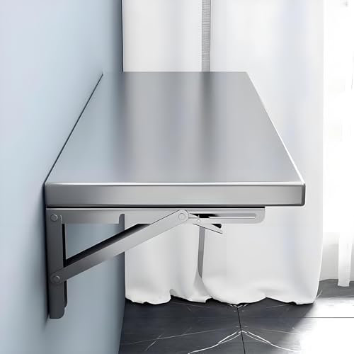 Wandtisch Klappbar Edelstahl Zusammenklappbarer Schreibtisch Tragkraft 50kg Küchentisch Buffettisch Für Kleine Räume Waschküche(40x30cm/15.7x11.8in)
