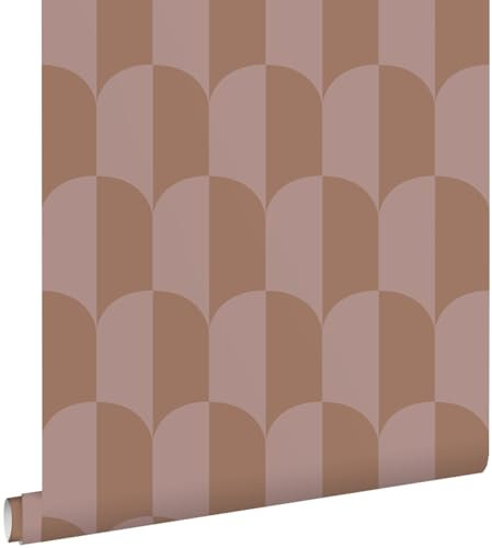 Esta Home Tapete Art Decó Muster Altrosa und Braun 53 cm x 10.05 m
