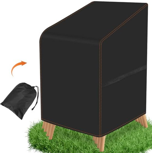 Gartenstühle Abdeckung 210D Oxford-Stoff, Schutzhülle für Gartenstühle Wasserdicht Winterfest Schutzhülle für Stapelstühle mit Zugkordel Winddicht Reißfest Abdeckhaube 64x64x120cm (Schwarz)
