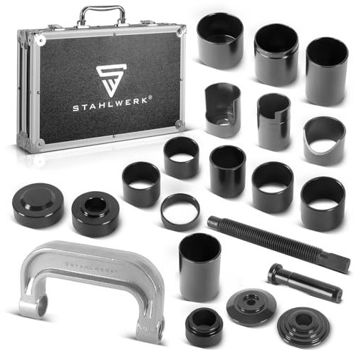 STAHLWERK Traggelenk-Abzieher | Kugelgelenk-Abzieher | Traggelenk-Presse | Kugelgelenk-Presse | Traggelenk-Ausdrücker | Kugelgelenk-Ausdrücker | 21-teiliger Werkzeug-Montagesatz