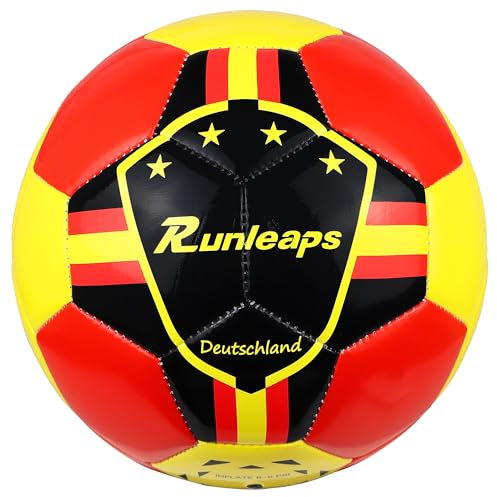 Runleaps Futsal-Ball, Größe 4, Futsal-Fußball für Indoor-Training, Spielen, Spiel (Rot, Schwarz, Gelb)
