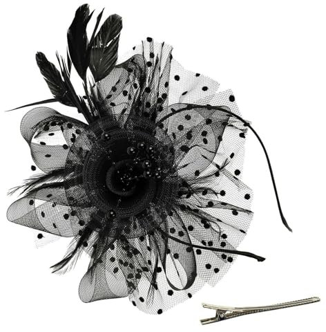 Fascinator Hüte für Damen,Fascinator Damen Hut mit Federn und Netz Vintage und Haarspange für Hochzeit Party Karneval Braut Haarschmuck Sommer Haarreif Elegante Kopfbedeckung für Frauen