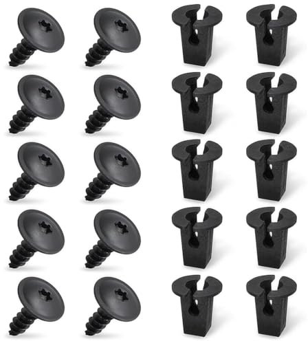 YAYNO 20 Pièces Ensemble de clips de fixation pour voiture Vis Tôle Pour Garde Vis Ailes Sous Le Capot Du Moteur Agrafes Carrosserie pour Pare-Chocs Porte de Voiture Fender Push Kit de Remplacement